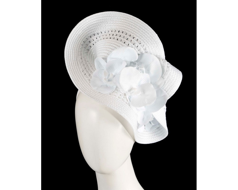 Large white fascinator with orchids by Cupids Millinery - Hats From OZ