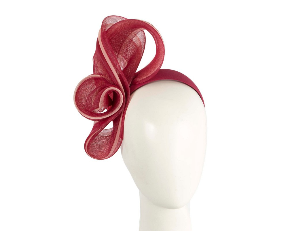 Pink & wine crinoline bow fascinator by Fillies Collection - Hats From OZ