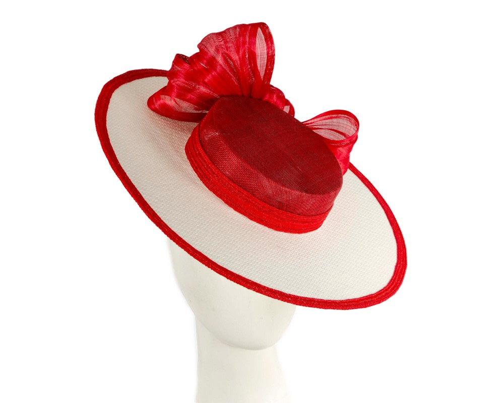 Exclusive white & red boater hat by Believera - Hats From OZ | V33WR Exclusive white & red boater hat by Believera - Hats From OZ