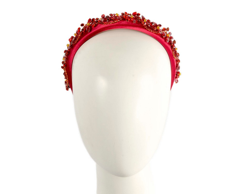Red crystals fascinator headband by Cupids Millinery - Hats From OZ