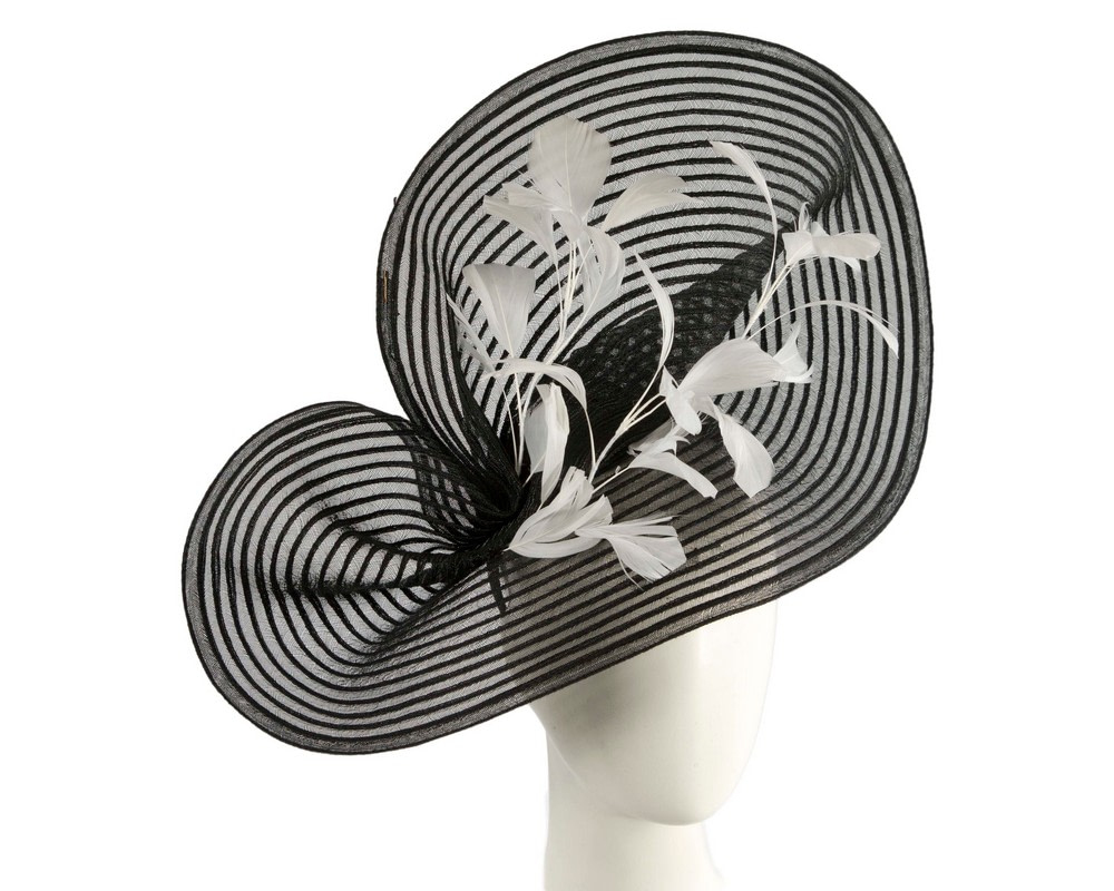 Large black & white fascinator by Cupids Millinery - Hats From OZ