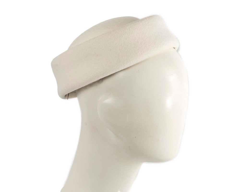 Large cream felt pillbox hat - Hats From OZ