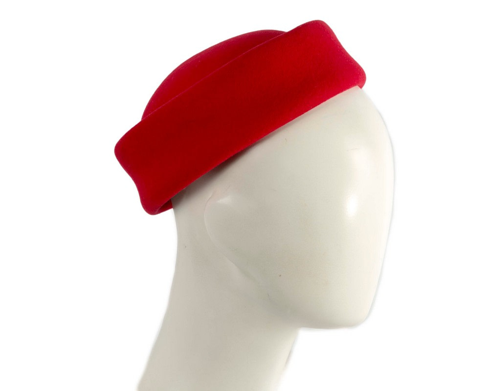 Large red felt pillbox hat - Hats From OZ