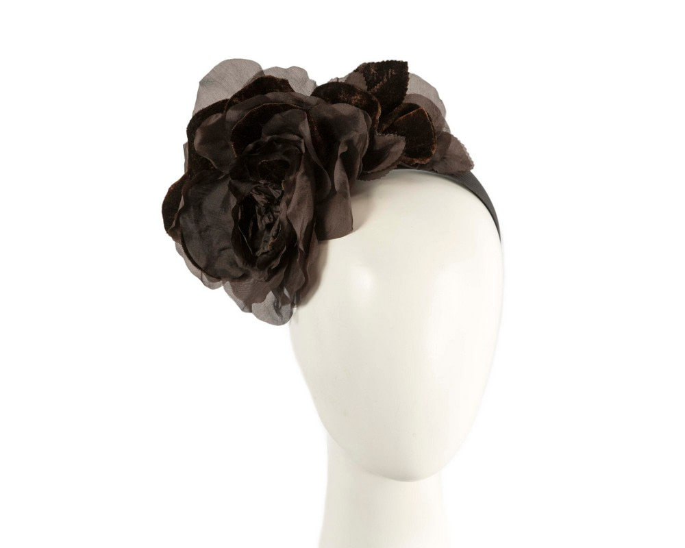 Large chocolate flower fascinator headband by Cupids Millinery - Hats From OZ