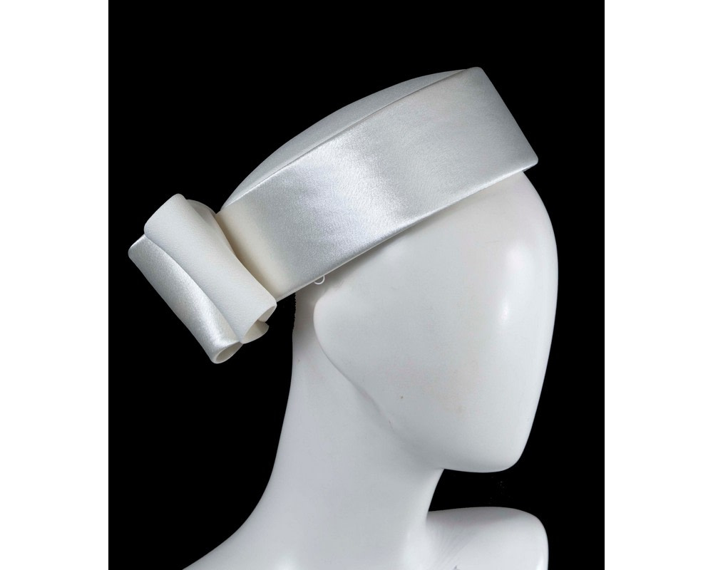 Exclusive large cream pillbox hat by Cupids Millinery - Hats From OZ