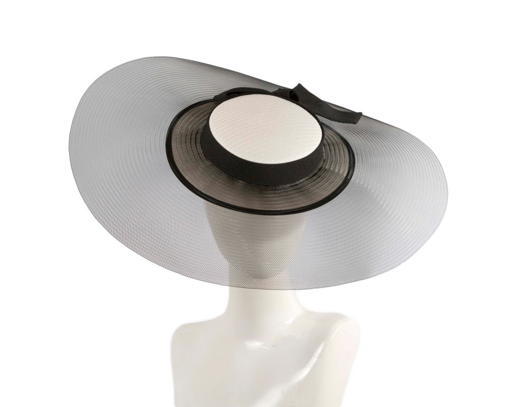 Bespoke white & black wide brim boater hat - Hats From OZ | S219WB Bespoke white & black wide brim boater hat - Hats From OZ