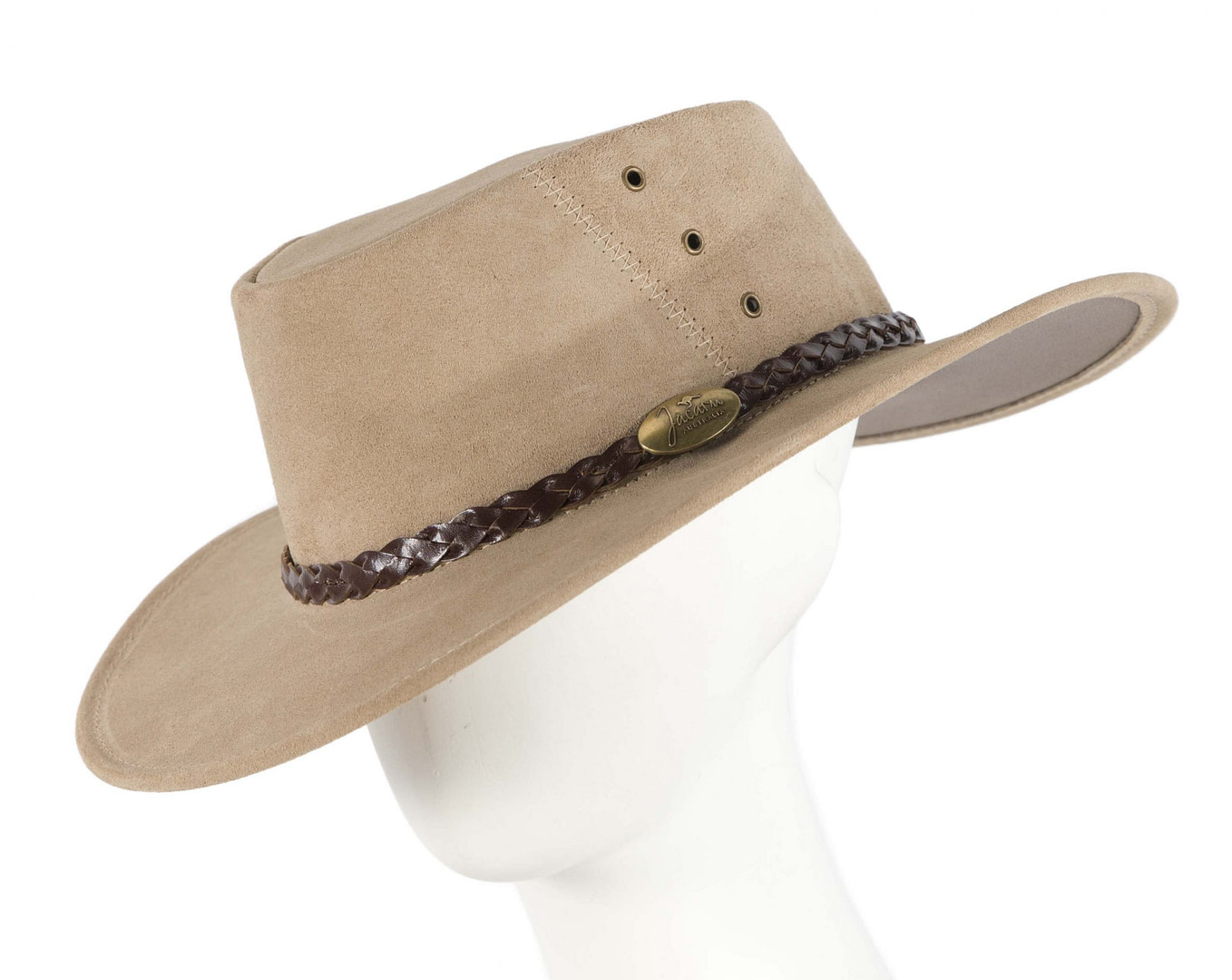 Beige Australian Leather Bush Outback Jacaru Hat - Hats From OZ UK