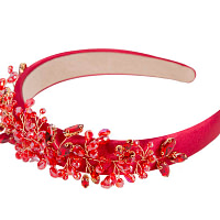 Red crystals fascinator headband by Cupids Millinery - Image 4