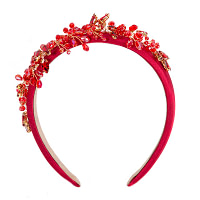 Red crystals fascinator headband by Cupids Millinery - Image 2
