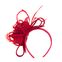 Red felt flower winter fascinator - Image 4