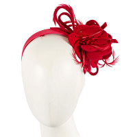 Red felt flower winter fascinator