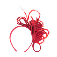 Red felt flower winter fascinator - Image 2