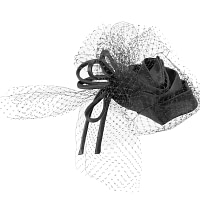 Black Cocktail Headpiece with veil - Image 3