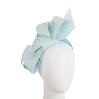 Large light blue bow racing fascinator by Max Alexander