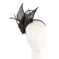 Black sinamay fascinator by Max Alexander