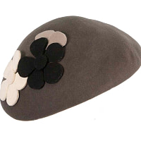 Grey winter felt beret CU615 - Image 2