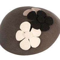 Grey winter felt beret CU615 - Image 4
