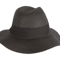 Unisex Black Wide Brim Summer Fedora Hat AV61674B - Image 5