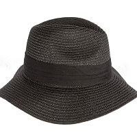 Unisex Black Wide Brim Summer Fedora Hat AV61674B - Image 3