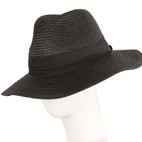 Unisex Black Wide Brim Summer Fedora Hat AV61674B