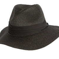Unisex Black Wide Brim Summer Fedora Hat AV61674B - Image 2