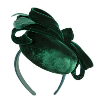 Green velvet pillbox winter fascinator - Image 6