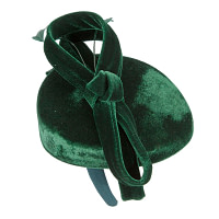 Green velvet pillbox winter fascinator - Image 3
