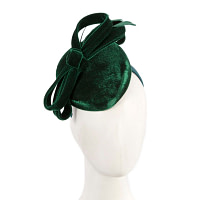 Green velvet pillbox winter fascinator