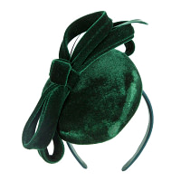 Green velvet pillbox winter fascinator - Image 2