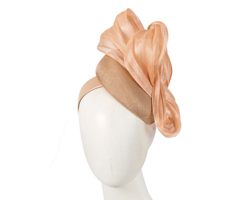 Nude pillbox fascinator with silk abaca bow by Fillies Collection - Hats From OZ