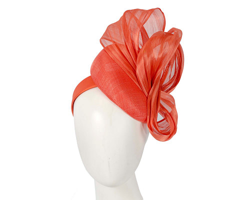 Orange pillbox fascinator with silk abaca bow by Fillies Collection - Hats From OZ