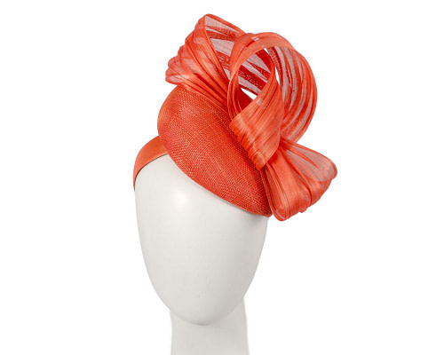 Orange pillbox fascinator with silk abaca bow by Fillies Collection - Hats From OZ