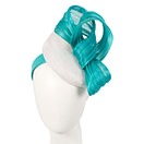 White pillbox fascinator with turquoise silk abaca bow by Fillies Collection - Hats From OZ