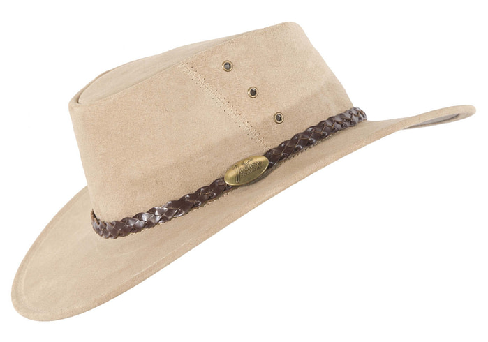 Beige Australian Leather Bush Outback Jacaru Hat - Hats From OZ