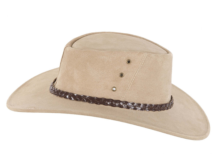 Beige Australian Leather Bush Outback Jacaru Hat - Hats From OZ