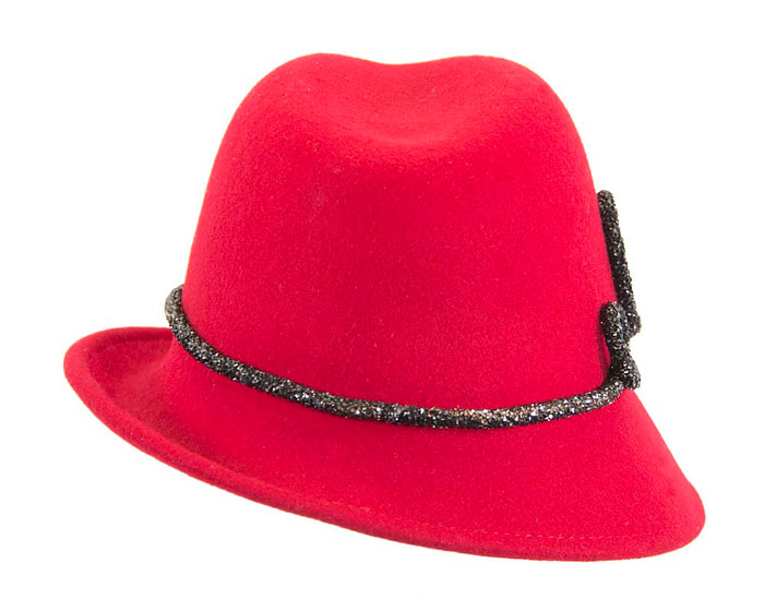 Designers red felt ladies fedora hat - Hats From OZ