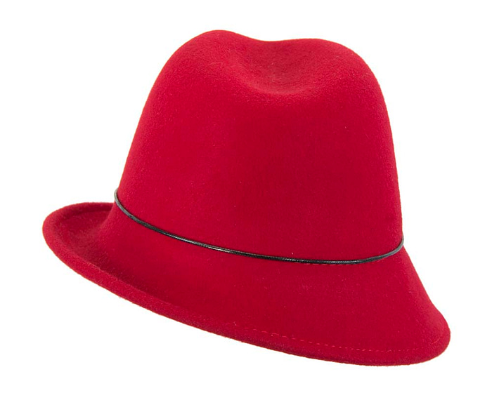 Red felt ladeis winter fedora hat - Hats From OZ