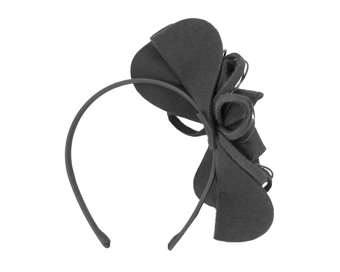 Black felt flower racing fascinator - Hats From OZ