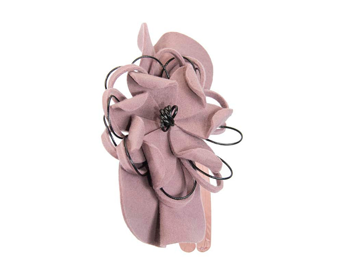 Dusty pink felt flower racing fascinator - Hats From OZ