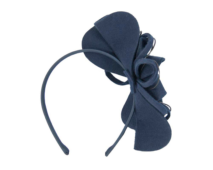 Navy felt flower racing fascinator - Hats From OZ