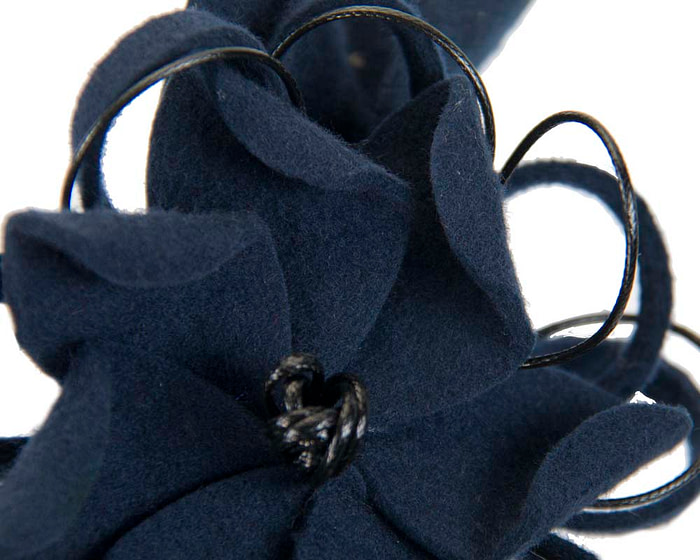 Navy felt flower racing fascinator - Hats From OZ