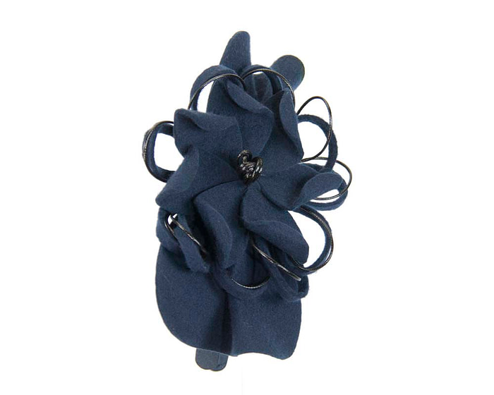 Navy felt flower racing fascinator - Hats From OZ