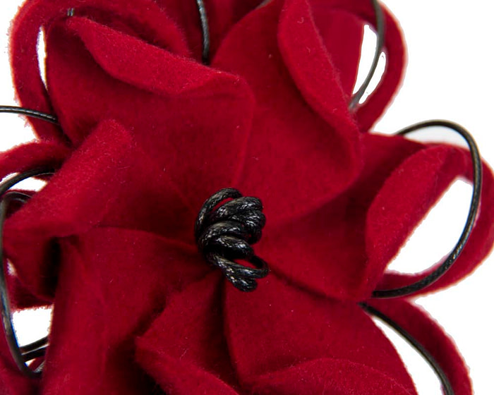 Red felt flower racing fascinator - Hats From OZ