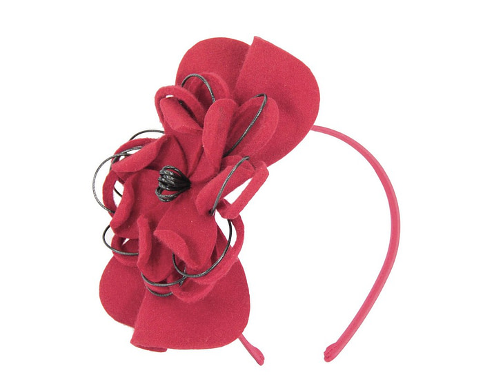 Red felt flower racing fascinator - Hats From OZ