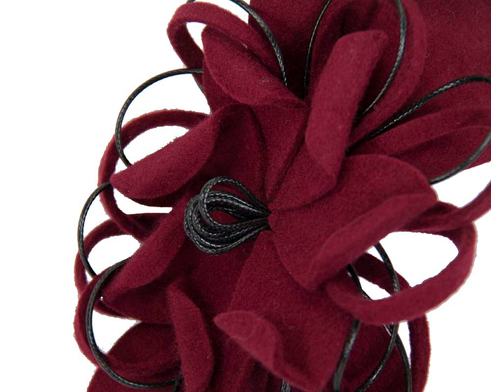 Wine felt flower racing fascinator - Hats From OZ