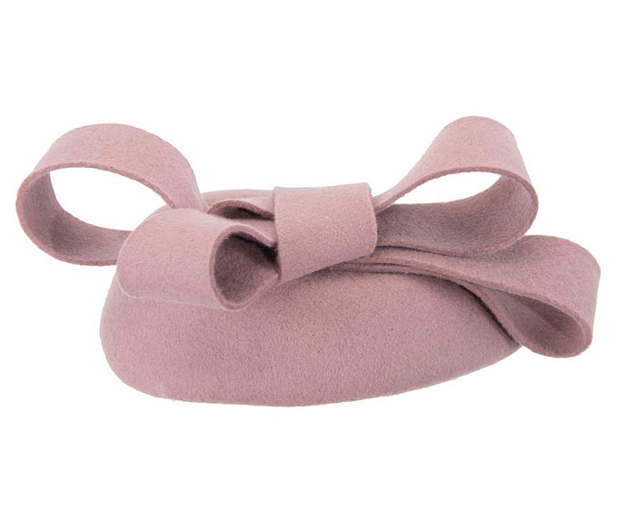 Dusty pink felt winter racing pillbox fascinator - Hats From OZ