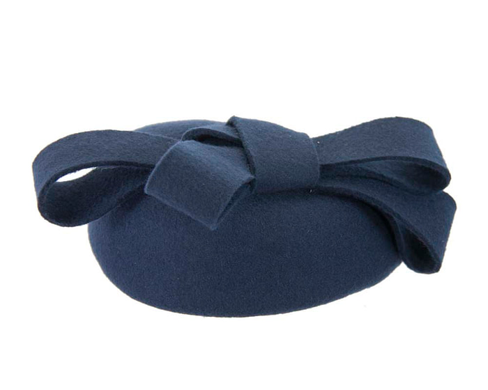 Navy felt winter racing pillbox fascinator - Hats From OZ