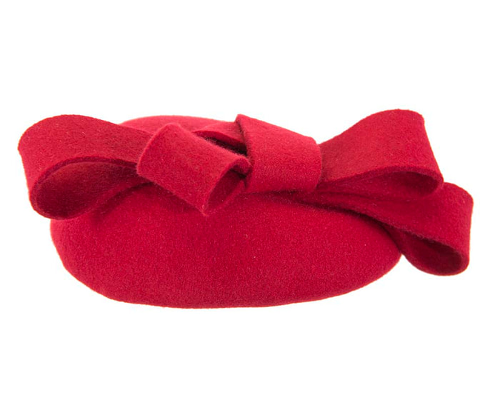 Red felt winter racing pillbox fascinator - Hats From OZ