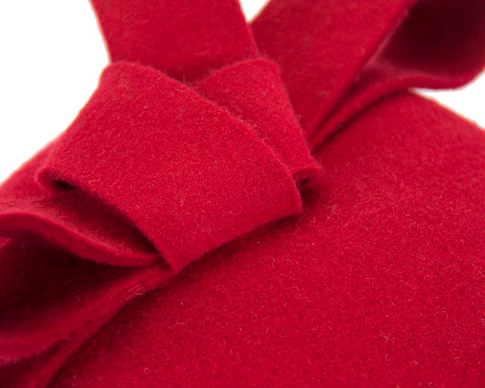 Red felt winter racing pillbox fascinator - Hats From OZ