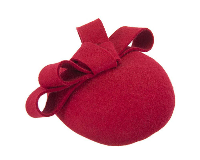 Red felt winter racing pillbox fascinator - Hats From OZ